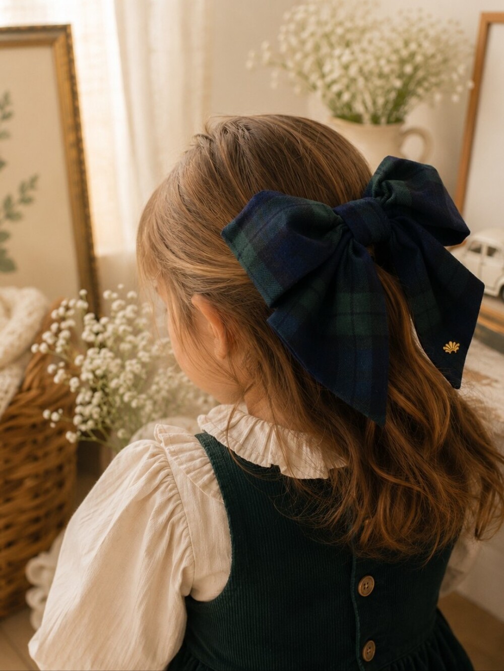NWT TBBC x Lele Sadoughi Blackwatch Plaid Bow Hair Clip RARE HTF